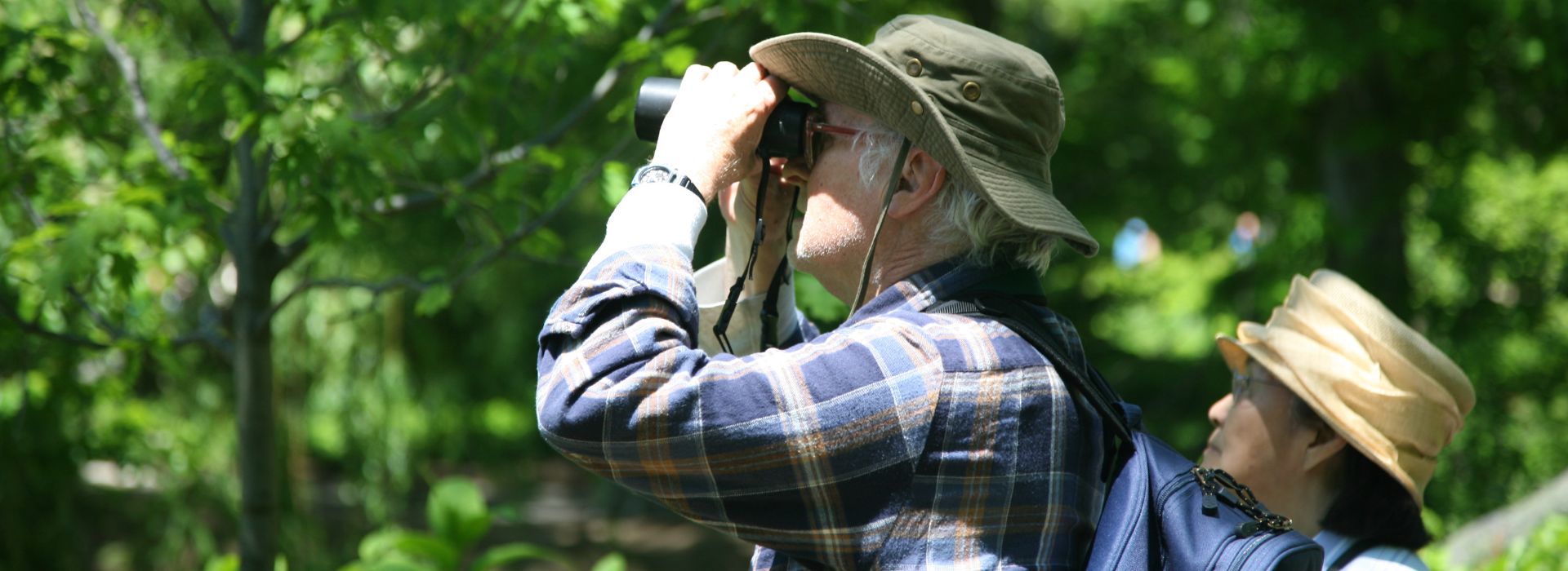 birdwatching older couple