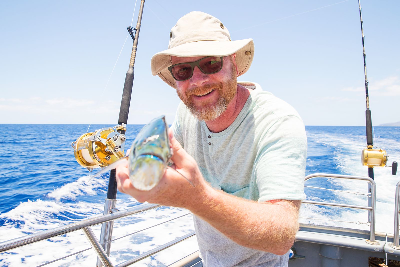 Man on fishing charter on Dauphin Island