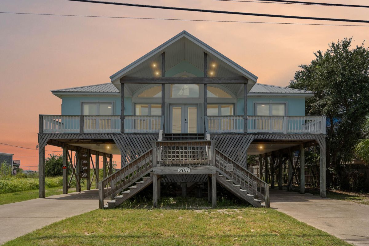 sunset at beach house