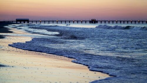 dauphin island coastline at sunset