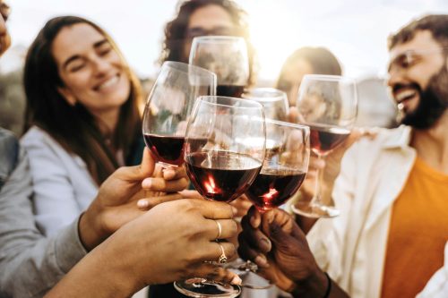 Friends enjoying local wines