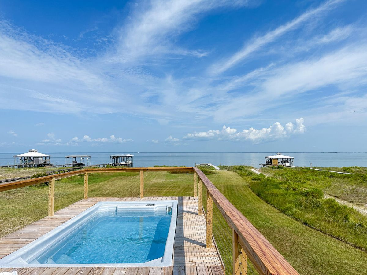 pool with bay view